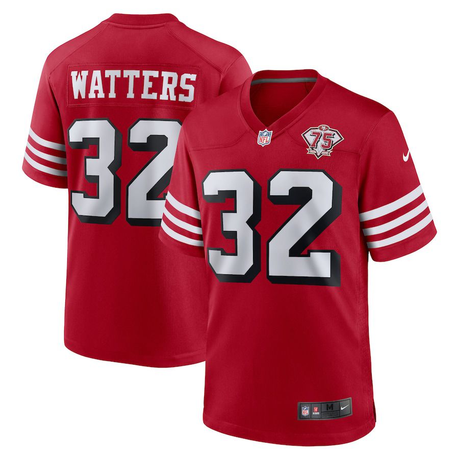 Men San Francisco 49ers #32 Ricky Watters Nike Scarlet 75th Anniversary Alternate Retired Player Game NFL Jersey